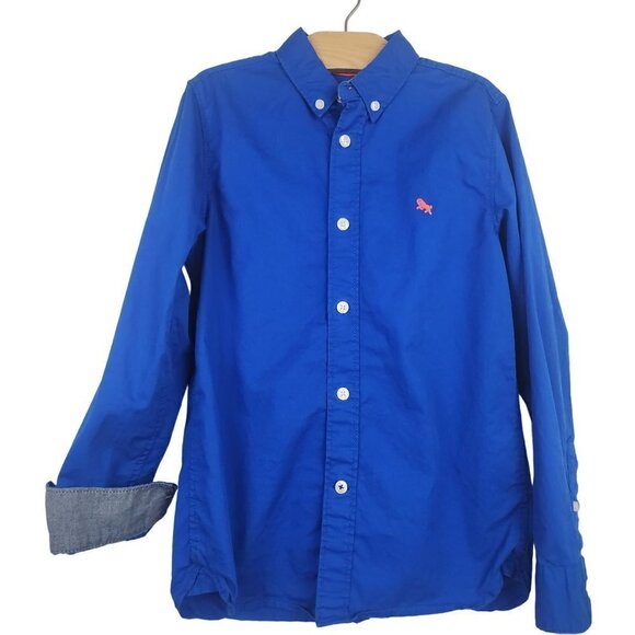 H&M Kids Long-Sleeved Button Down Shirt Boys 9-10Y Bright Blue - Picture 2 of 12